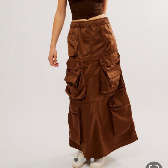 HOST PIC DIESEL O-NITA CARGO INSPIRED LONG SKIRT W/OVERSIZED POCKETS IN BROWN 40 - Picture 2 of 7